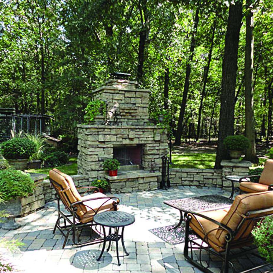 Outdoor living - stone fireplace - grills