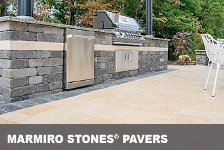 Stone pavers - natural cut travertine and marble stone