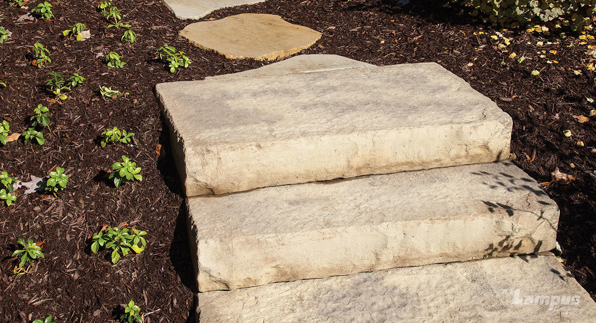 Landing stone for natural stone stairways and steps